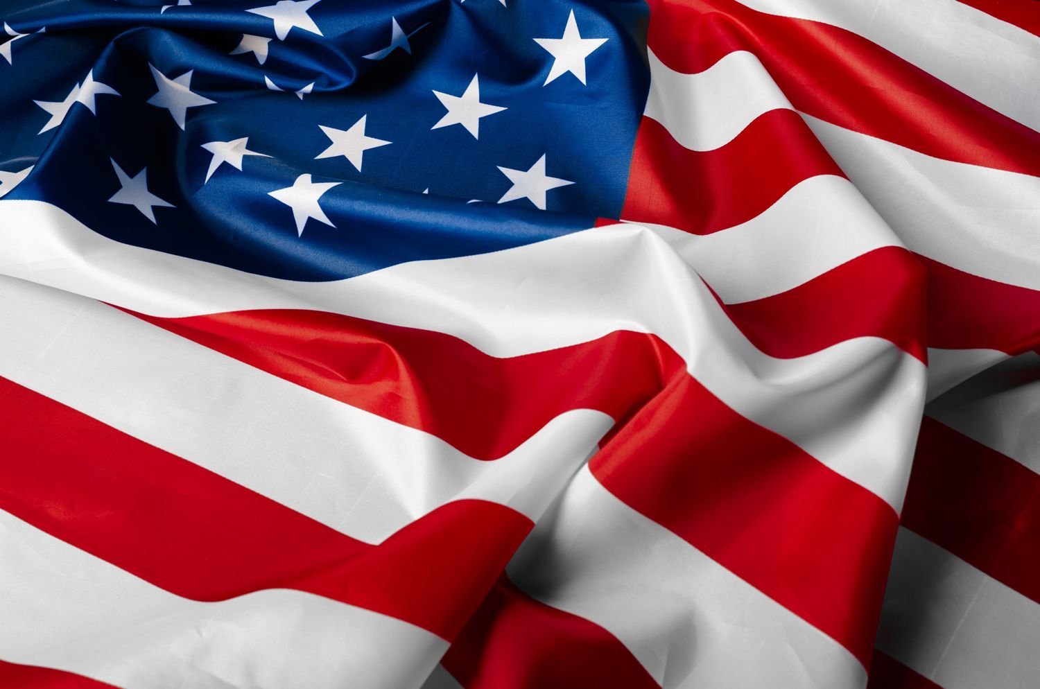 Beautifully waving star and striped American flag